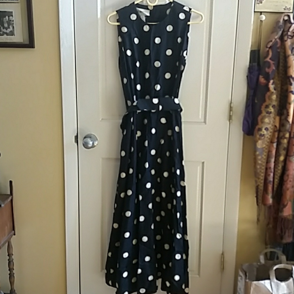 Linen polka dot dress